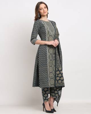 Blue embroidered cotton ethnic-kurtis 3