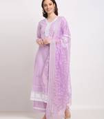 Rajnandini Purple embroidered cotton ethnic-kurtis