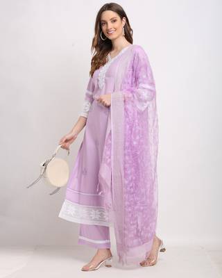Rajnandini Purple embroidered cotton ethnic-kurtis 3