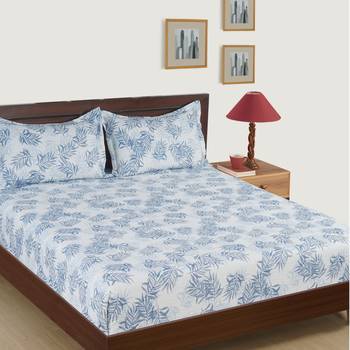 50  Geometric Print Cotton Satin Fitted Double Bed Sheet with   Pillow Cover 3