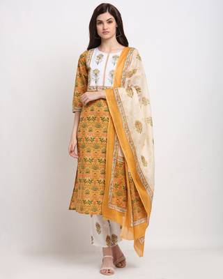 Rajnandini Yellow embroidered cotton ethnic-kurtis 1