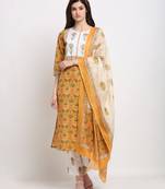 Rajnandini Yellow embroidered cotton ethnic-kurtis
