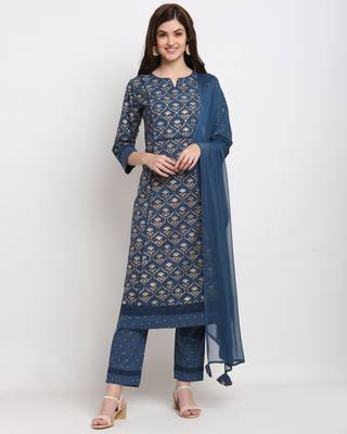 Blue printed cotton ethnic-kurtis 1