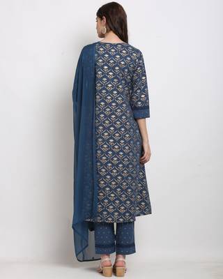 Blue printed cotton ethnic-kurtis 2
