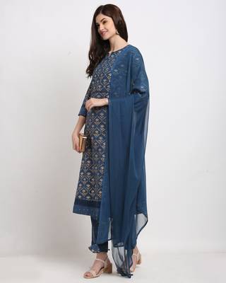 Blue printed cotton ethnic-kurtis 3