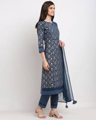 Blue printed cotton ethnic-kurtis 4