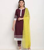 Red embroidered cotton ethnic-kurtis