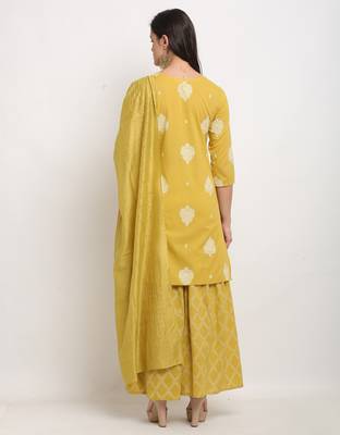 Rajnandini Yellow printed cotton ethnic-kurtis 2