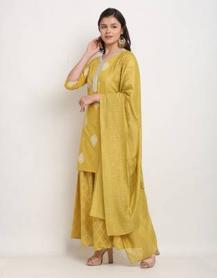 Rajnandini Yellow printed cotton ethnic-kurtis 3