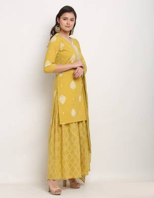 Rajnandini Yellow printed cotton ethnic-kurtis 4