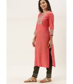 Women Yellow Cotton Print Patch Straight Kurta