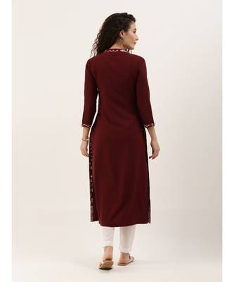 Women's Maroon Khadi Print American Crape Kurti 4