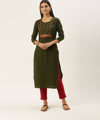 Green chinon embroidered With sequins Work kurta 1