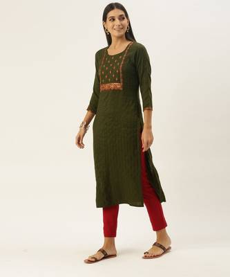 Green chinon embroidered With sequins Work kurta 2