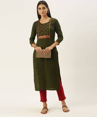 Green chinon embroidered With sequins Work kurta 3