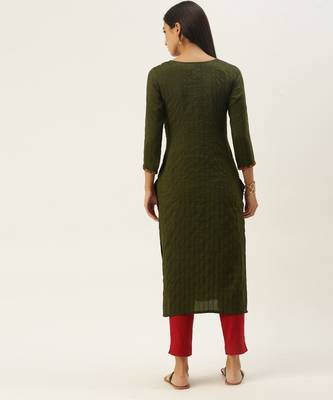 Green chinon embroidered With sequins Work kurta 4