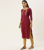 Magenta chinon embroidered With sequins Work kurta