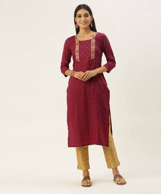 Magenta chinon embroidered With sequins Work kurta 2