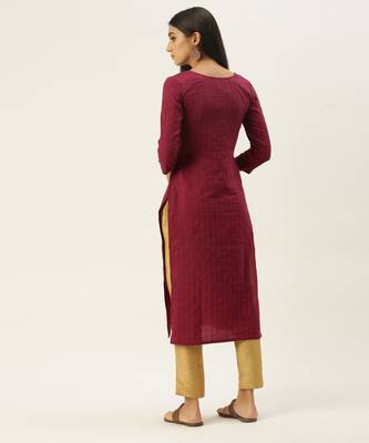 Magenta chinon embroidered With sequins Work kurta 4