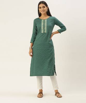 Teal green chinon embroidered With sequins Work kurta 1