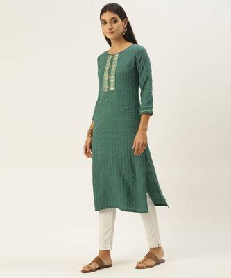 Teal green chinon embroidered With sequins Work kurta 2