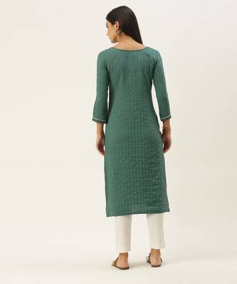 Teal green chinon embroidered With sequins Work kurta 4
