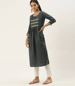 Grey chinon embroidered With sequins Work kurta