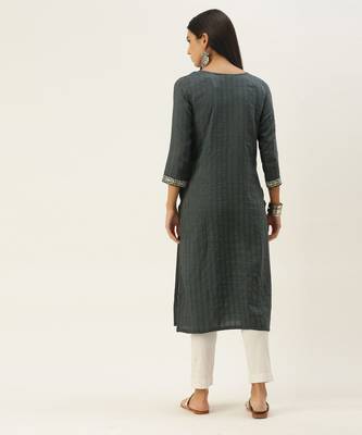 Grey chinon embroidered With sequins Work kurta 2