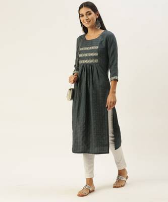 Grey chinon embroidered With sequins Work kurta 4