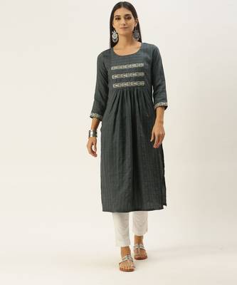 Grey chinon embroidered With sequins Work kurta 5