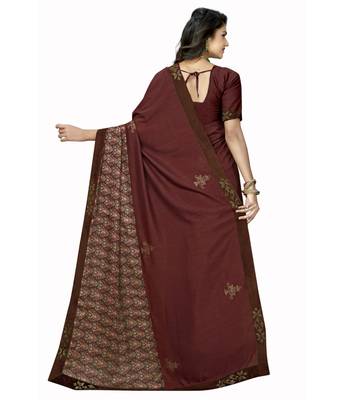 Brown abstract print half & half georgette saree embellished with decorative stones 2