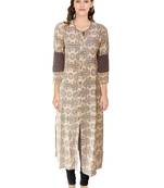 Cream printed cotton ethnic-kurtis