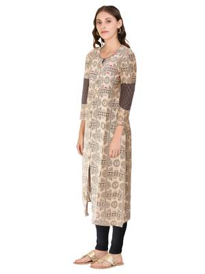 Cream printed cotton ethnic-kurtis 3