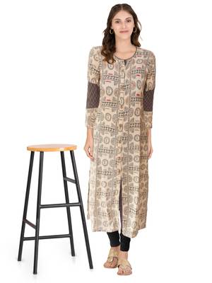 Cream printed cotton ethnic-kurtis 4
