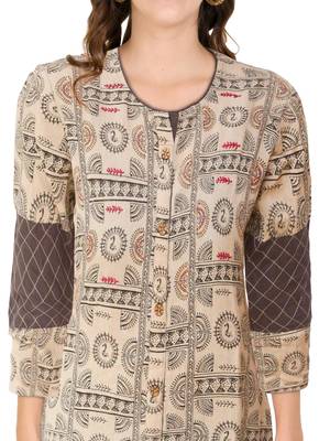 Cream printed cotton ethnic-kurtis 5