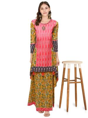 Yellow printed cotton ethnic-kurtis 4