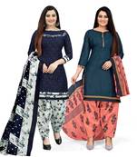 Blue printed cotton salwar