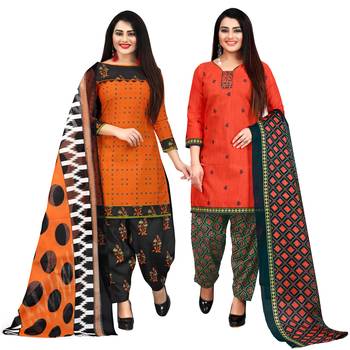 Orange printed cotton salwar 1