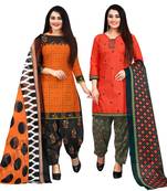 Orange printed cotton salwar