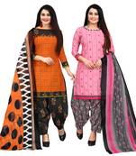 Orange printed cotton salwar