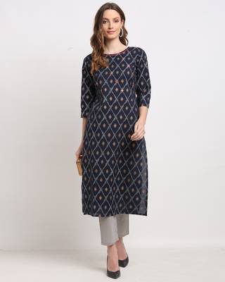 Blue printed cotton ethnic-kurtis 1