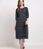 Blue printed cotton ethnic-kurtis