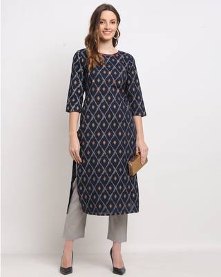 Blue printed cotton ethnic-kurtis 3