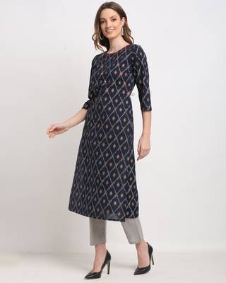 Blue printed cotton ethnic-kurtis 4