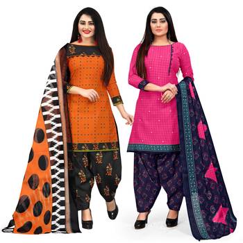 Orange printed cotton salwar 1