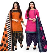 Orange printed cotton salwar