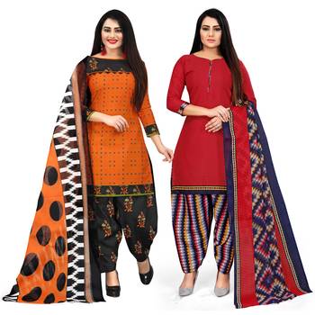 Orange printed cotton salwar 1