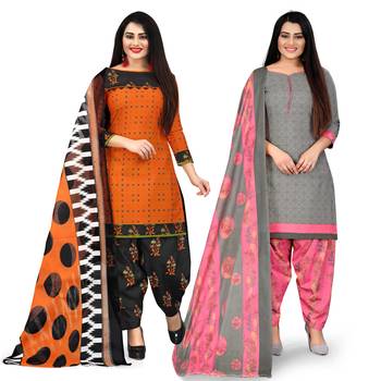 Orange printed cotton salwar 1