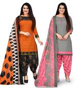 Orange printed cotton salwar