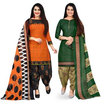 Orange printed cotton salwar 1